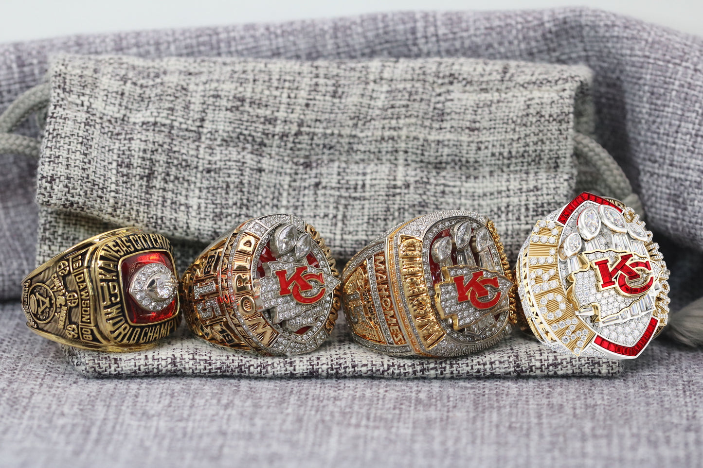 Kansas City Chiefs Super Bowl Ring Set (1969, 2020, 2023, 2024) - Premium Series - Rings For Champs, NFL rings, MLB rings, NBA rings, NHL rings, NCAA rings, Super bowl ring, Superbowl ring, Super bowl rings, Superbowl rings, Dallas Cowboys