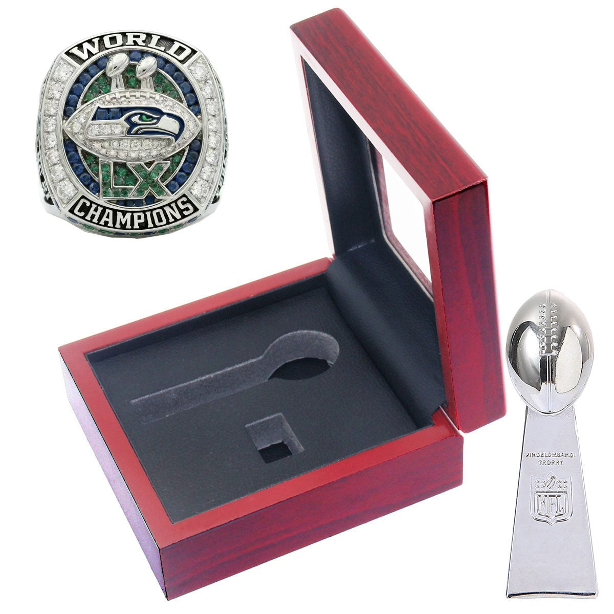 Seattle Seahawks SB Ring (2025) - Fan Edition (Ring + Trophy)