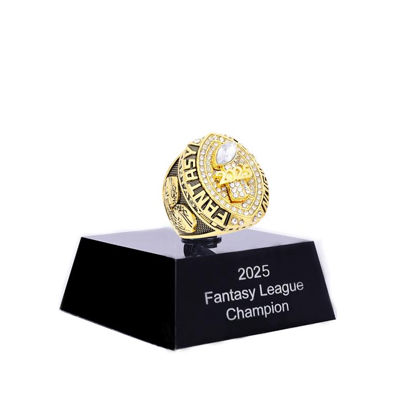 Fantasy League (FFL) 2025 Champion Ring + Display Stand