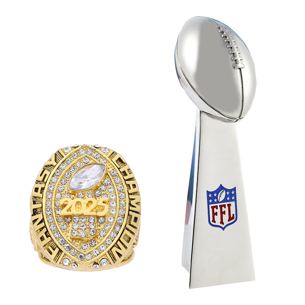 Fantasy League (FFL) 2025 Champion Ring + Mini Trophy + FREE Box