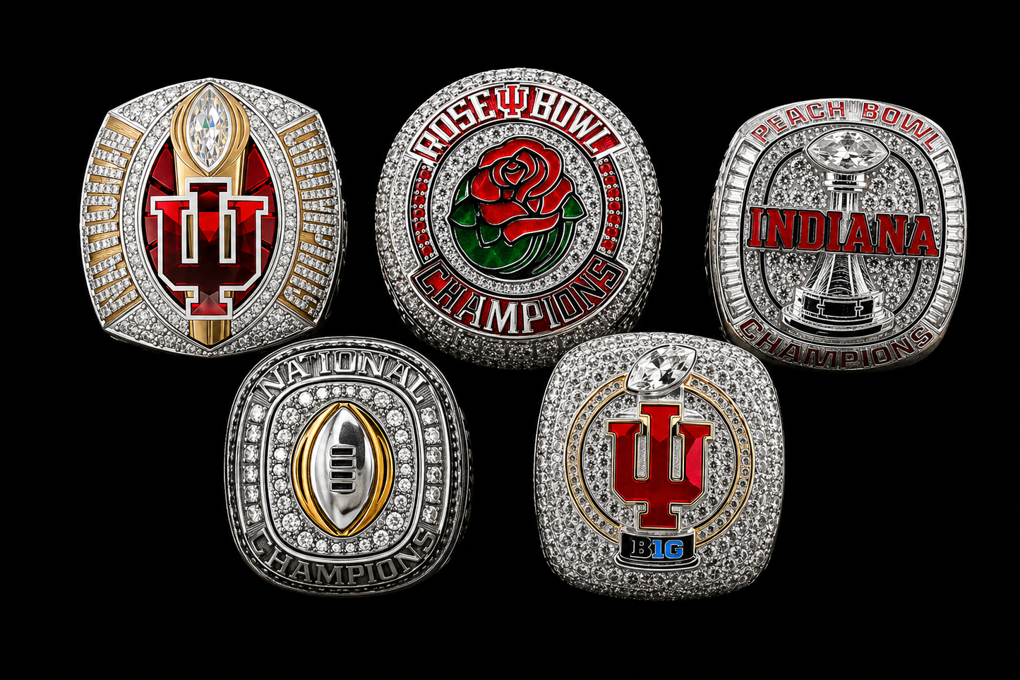 Indiana University Hoosiers College Football National Championship Ring (2026) - 5 Ring Set