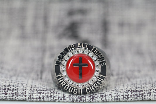 Christian Cross Blood Of Christ Ring - Diamond Halo Series - Rings For Champs, NFL rings, MLB rings, NBA rings, NHL rings, NCAA rings, Super bowl ring, Superbowl ring, Super bowl rings, Superbowl rings, Dallas Cowboys