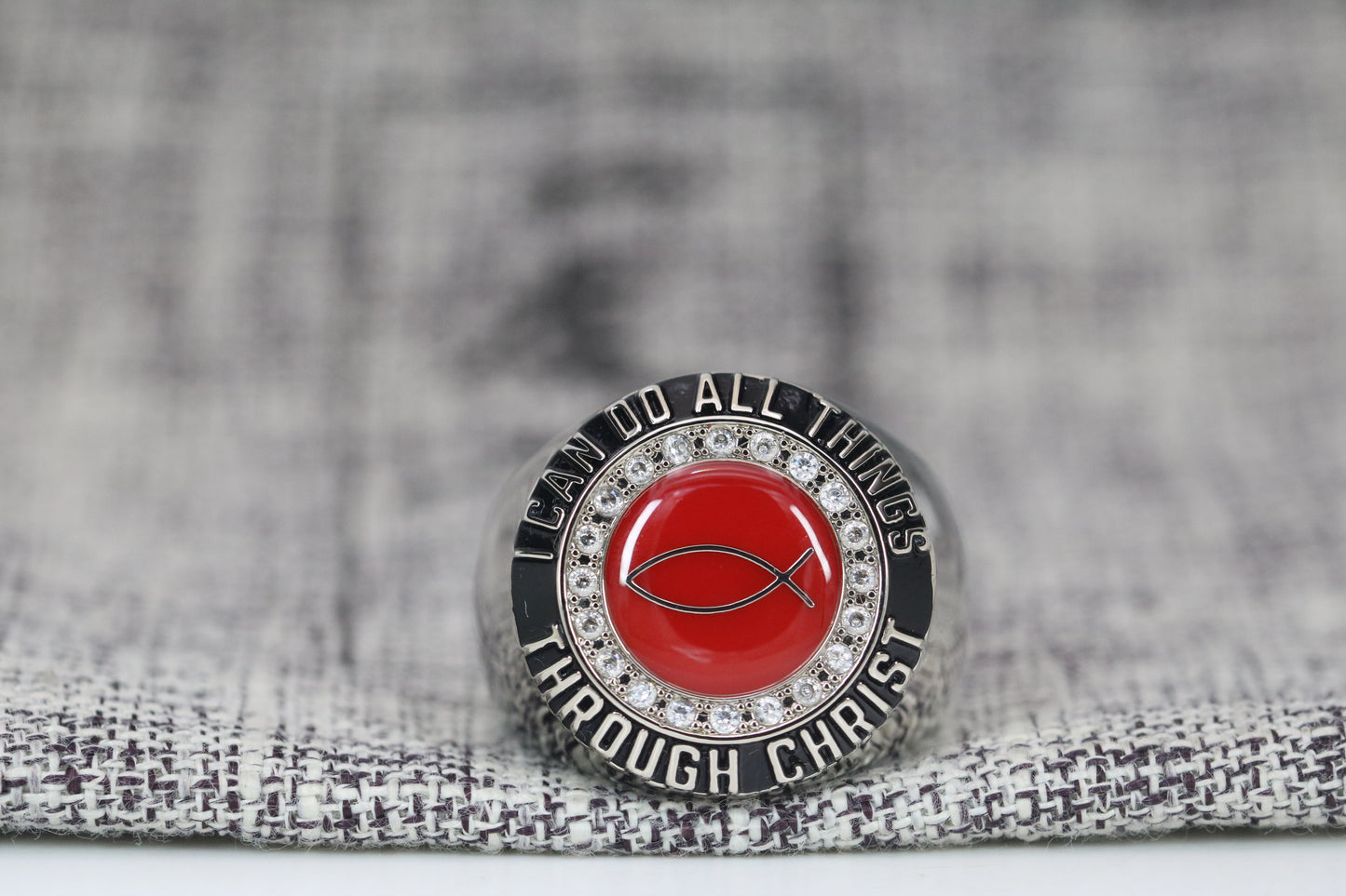 Christian Ichthys Ring - Diamond Halo Series - Rings For Champs, NFL rings, MLB rings, NBA rings, NHL rings, NCAA rings, Super bowl ring, Superbowl ring, Super bowl rings, Superbowl rings, Dallas Cowboys