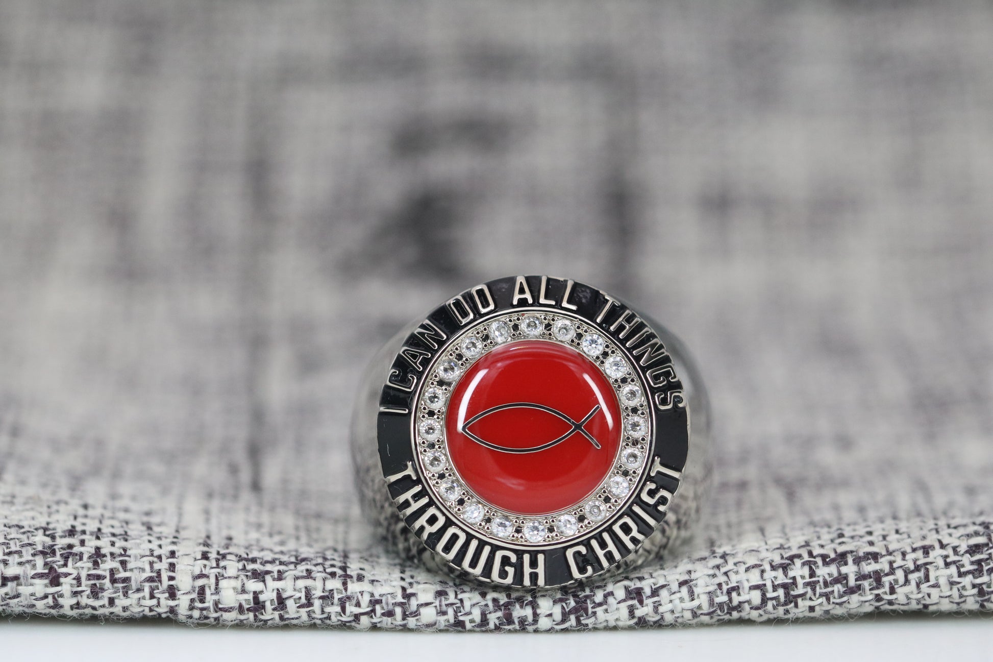 Christian Ichthys Ring - Diamond Halo Series - Rings For Champs, NFL rings, MLB rings, NBA rings, NHL rings, NCAA rings, Super bowl ring, Superbowl ring, Super bowl rings, Superbowl rings, Dallas Cowboys