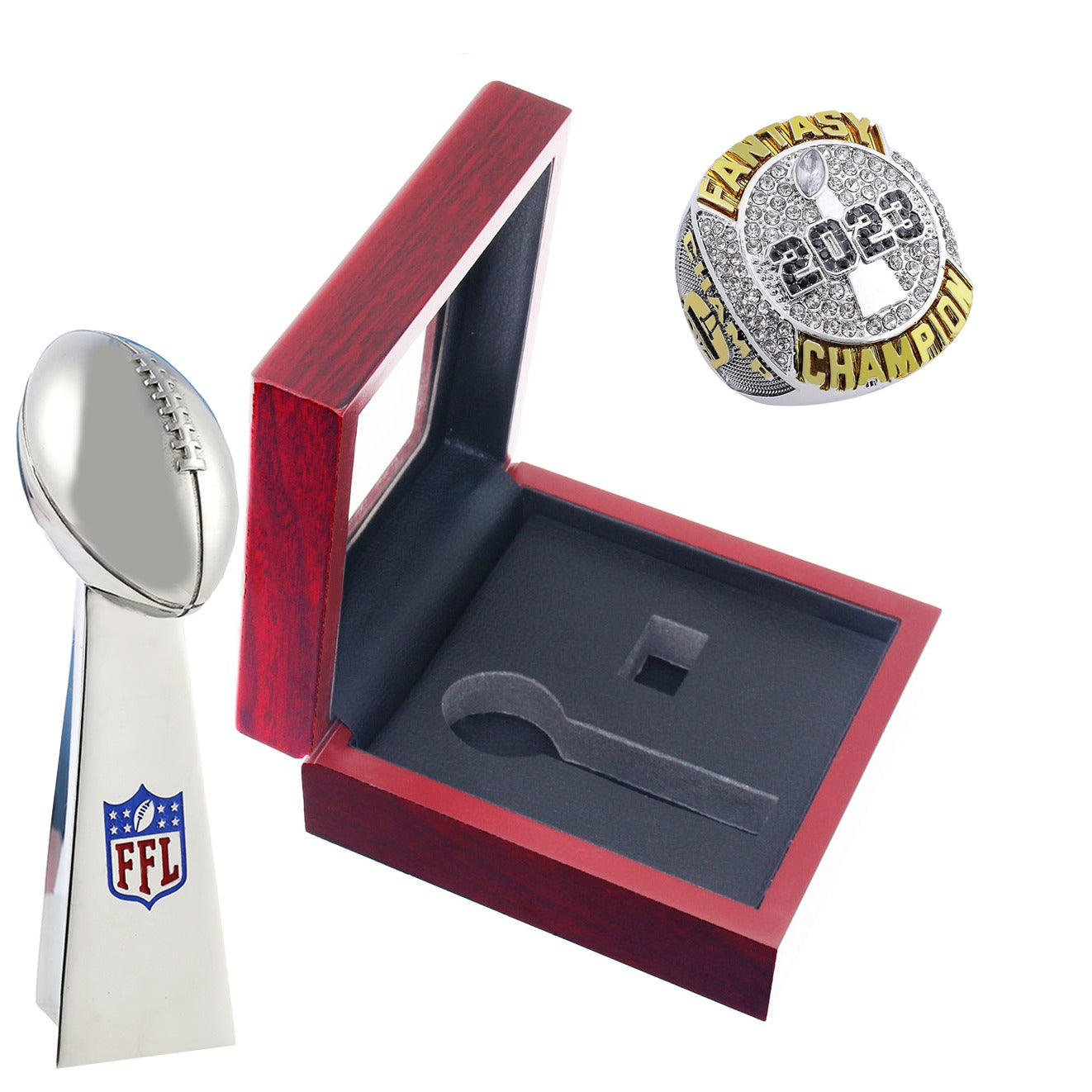 Fantasy League (FFL) 2023 Champion Ring + Mini Trophy + FREE Box