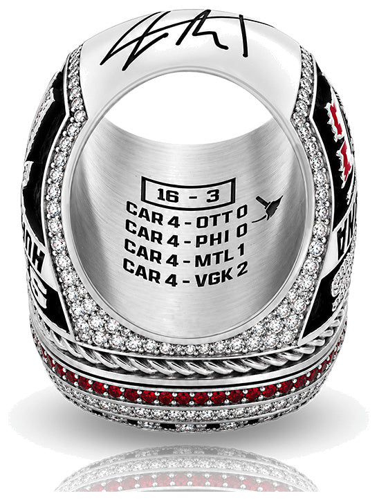 Carolina Hurricanes 2026 championship-inspired ring — Inside band playoff engravings