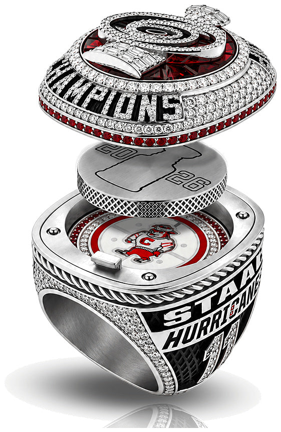 Carolina Hurricanes 2026 championship-inspired ring — Removable top and puck detail