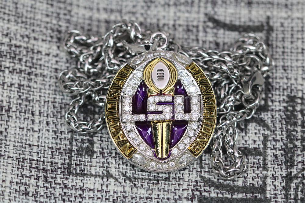 Louisiana State University (LSU) College Football National Championship Pendant (2019) - Premium Series - Rings For Champs, NFL rings, MLB rings, NBA rings, NHL rings, NCAA rings, Super bowl ring, Superbowl ring, Super bowl rings, Superbowl rings, Dallas Cowboys