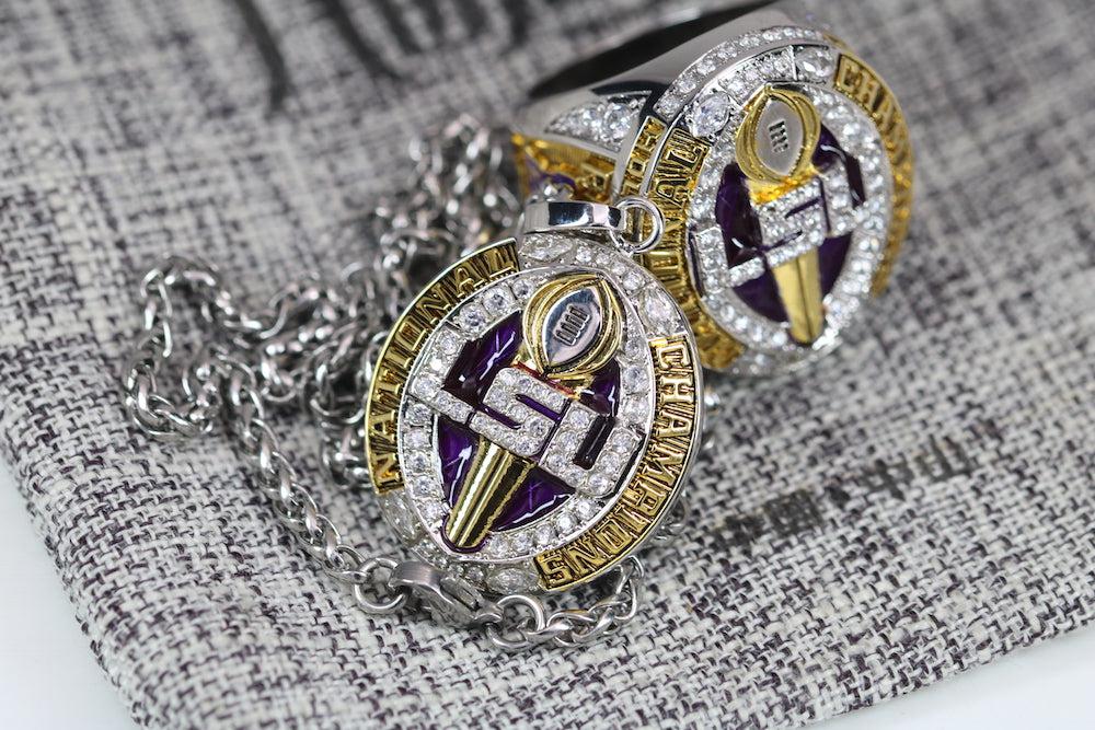 Louisiana State University (LSU) College Football National Championship Pendant (2019) - Premium Series - Rings For Champs, NFL rings, MLB rings, NBA rings, NHL rings, NCAA rings, Super bowl ring, Superbowl ring, Super bowl rings, Superbowl rings, Dallas Cowboys