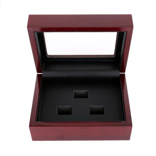 Solid Wooden Box?with Clear Display (3 Holes) - Rings For Champs, NFL rings, MLB rings, NBA rings, NHL rings, NCAA rings, Super bowl ring, Superbowl ring, Super bowl rings, Superbowl rings, Dallas Cowboys