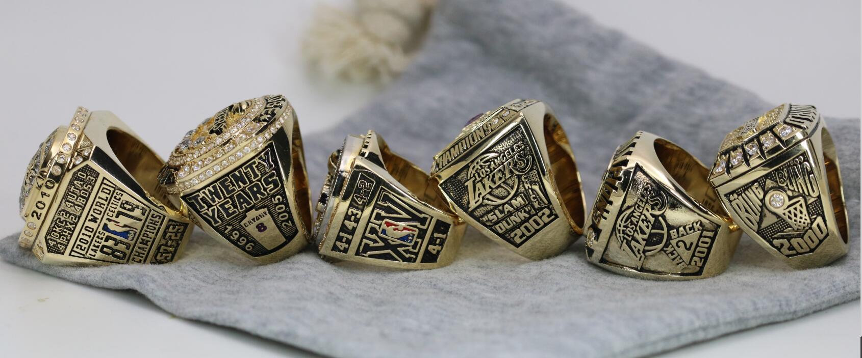 Los Angeles Lakers NBA Championship Ring 6 Ring Set (2000, 2001, 2002, 2009, 2010, Kobe) - Premium Series - Rings For Champs, NFL rings, MLB rings, NBA rings, NHL rings, NCAA rings, Super bowl ring, Superbowl ring, Super bowl rings, Superbowl rings, Dallas Cowboys
